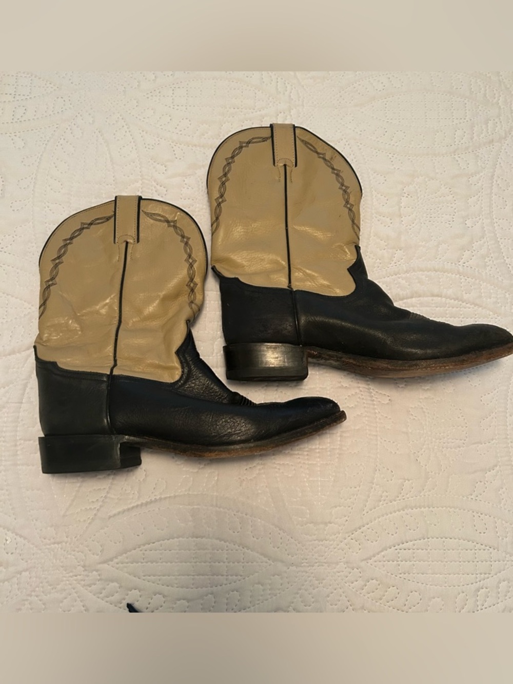 Tony Lama Black and Tan Two-Tone Western Boots